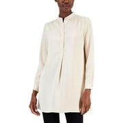 Anne Klein Womens Charmeuse Long Sleeve Tunic Top